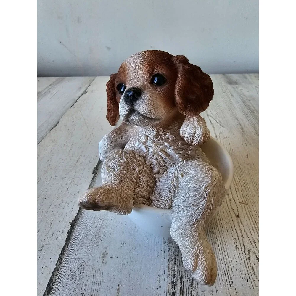 Realistic Springer dog spaniel mini statue teacup mug figurine puppy unique cute